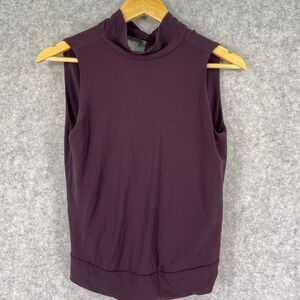 Tufi Duek Womens Dark Plum Purple Open Back Sleeveless Top Size Medium